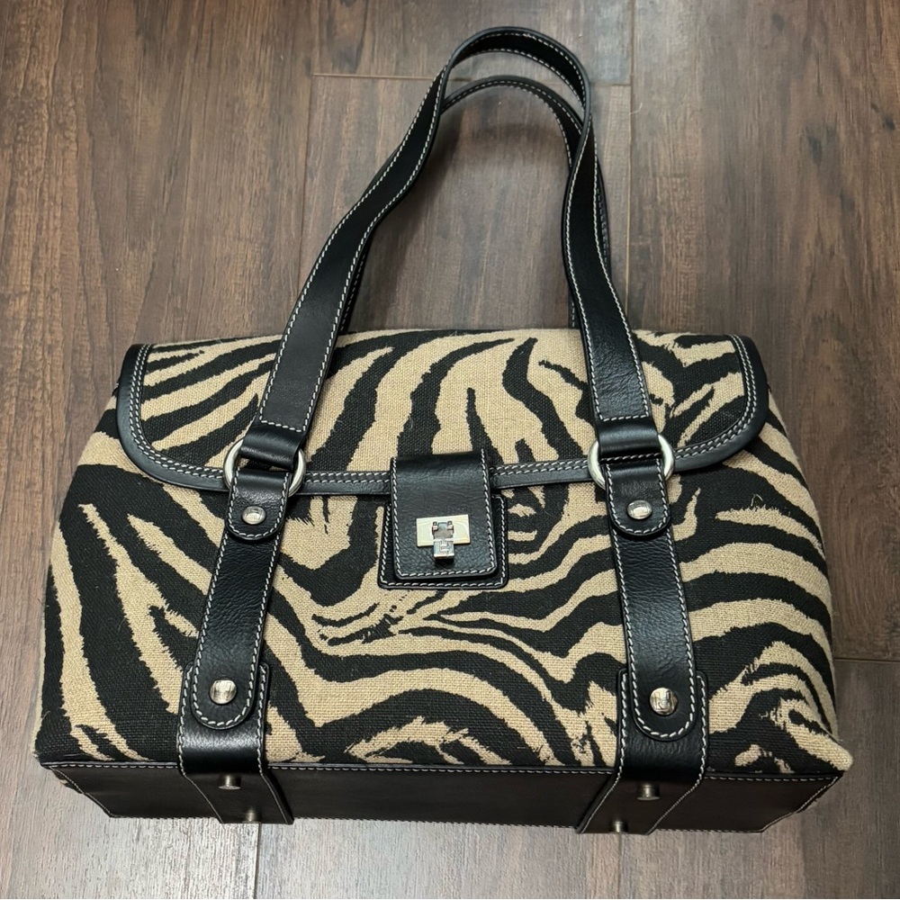 Lambertson Truex Canvas Top Handle Animal Print Bag
